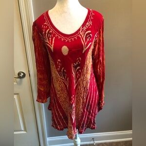Beautiful Blood Orange Blouse Free Size Beach Blouse Cover Up